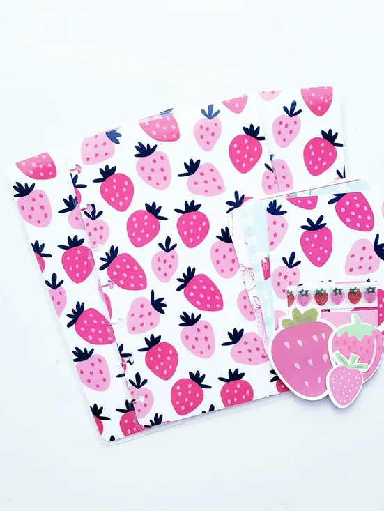 Strawberry Pink Girly Happy Planner Mini Size Cover Set