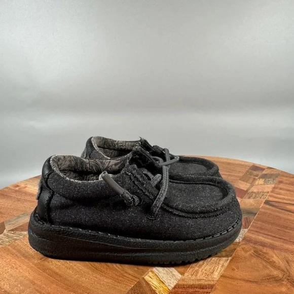 Hey Dude Wally Toddler Basic Black Canvas Slip On Shoes Size US TD5 EU 21
