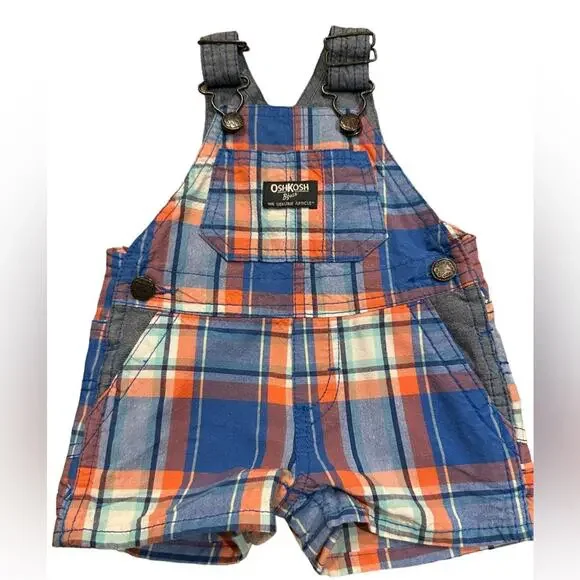 OshKosh B'Gosh Infant Size 3 Months Plaid Overalls