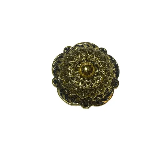 Vintage West Germany Gold-Tone Scarf Clip Round Filigree Detail Old Money
