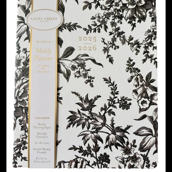 Laura Ashley 2025-2026 Agenda Planner, 18 Month, Monthly & Weekly Pages 8 x 10