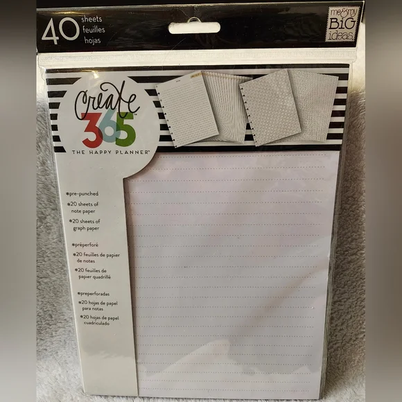New in Package- me & my BIG ideas Create 365 The Happy Planner 40 Sheets Paper