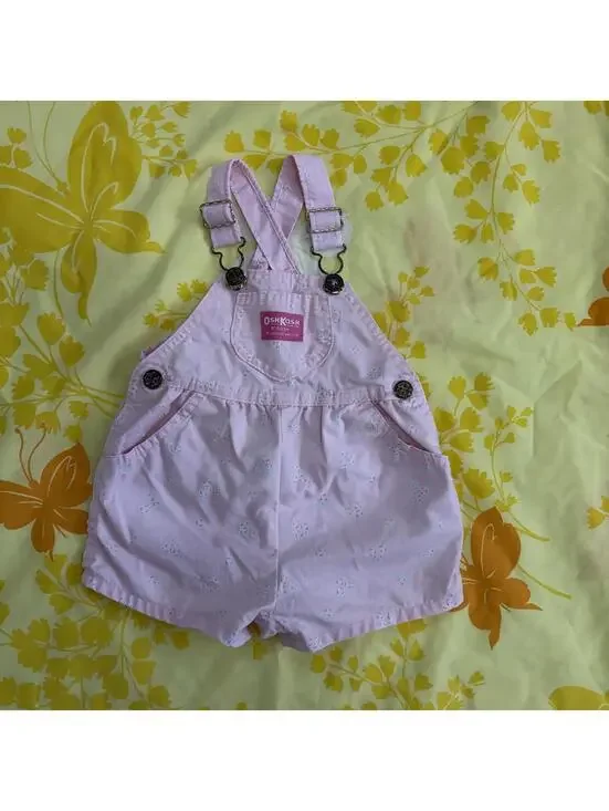 Oshkosh B’Gosh pink dainty floral short-alls vintage 90s
