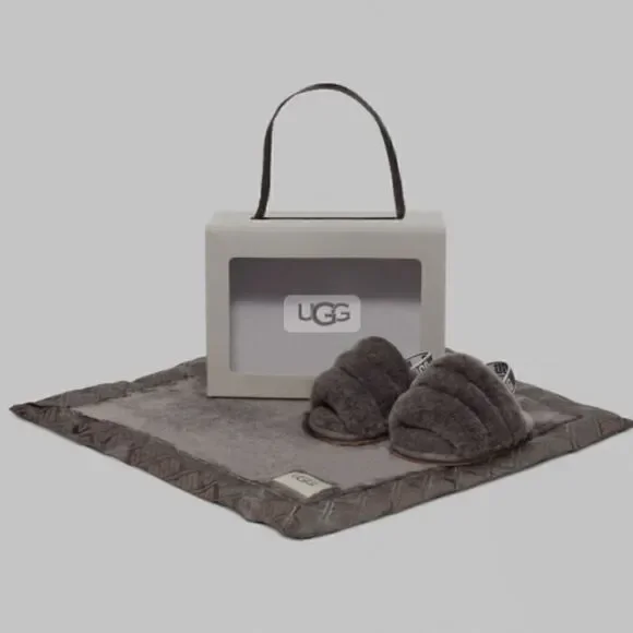 UGG Gray Fluff Yeah Slide And Lovey Size 4/5 Medium