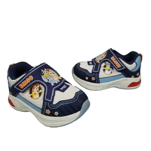 Bluey Bingo Light Up Sneakers Toddler Size 7 Ground Up EUC Shoes White Blue