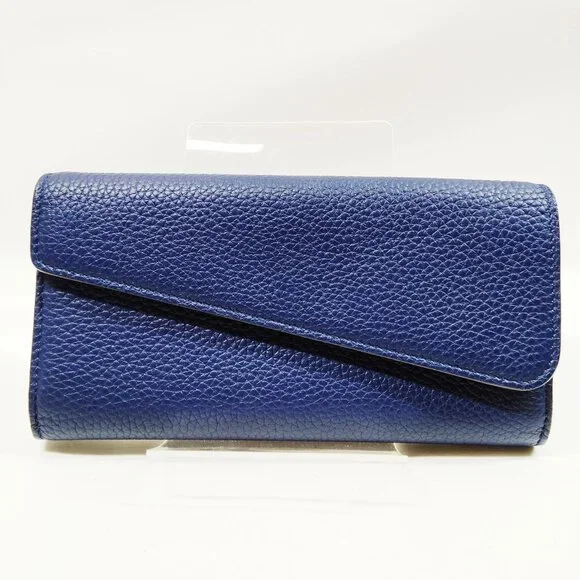 Christian Dior Long Wallet Navy Blue Leather 348-070925