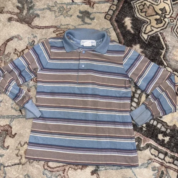 Vintage‎ OshKosh BGosh Blue Striped Long Sleeve Shirt 6 made In USA