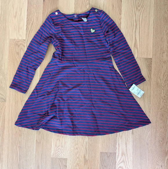 OshKosh B'gosh Blue and Red Striped Dress - Size 6/6x