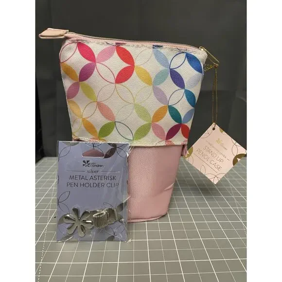 Erin Condren Stand Up Pencil Pen Case And Metal Asterisk Holder Clip