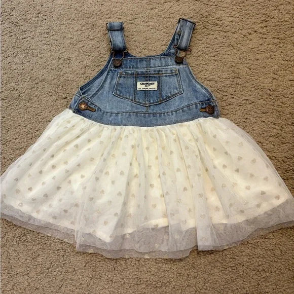 OshKosh B'gosh Toddler Girl Chambray Tulle Skirtall - Blue/Cream 2t