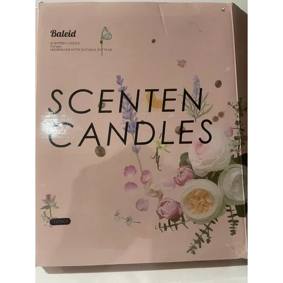 Baleid Flower Scented Candles Gift Set of 12 Pack Bulk Natural Soy Wax 4 OZ