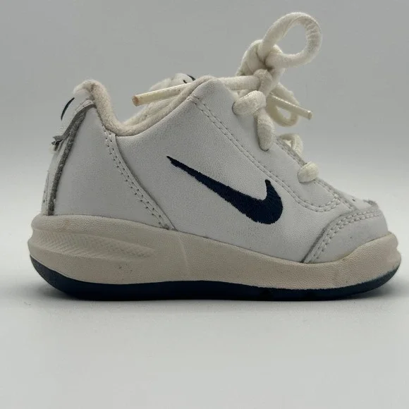 Vintage Y2K Nike Play Toddler Shoes White Navy Logo Lace Up Sneakers Size‎ 2C