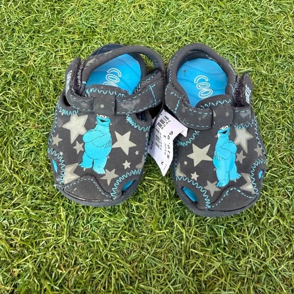Vtg‎ Y2K Cookie Monster Sesame Street Sandals Infant Size 1 Kidcore Deadstock