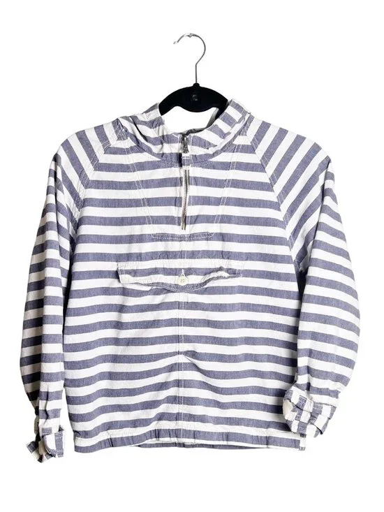 OshKosh B'gosh Striped Anorak Jacket Blue White Youth 12 Minimalist