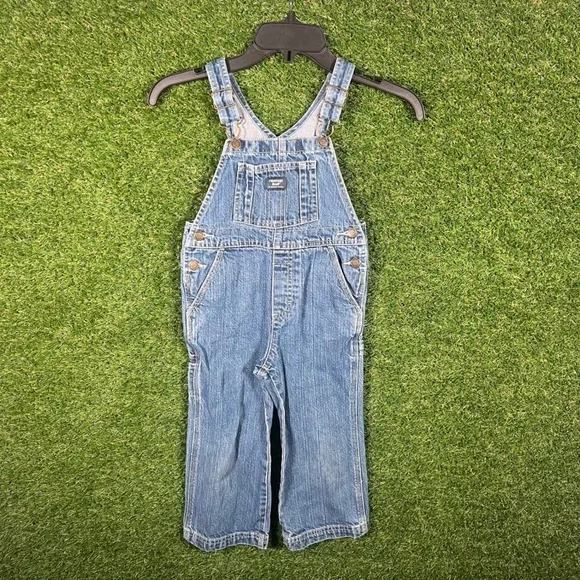 OshKosh B'gosh Blue Denim Overalls Kids Size 3T Adjustable Straps‎