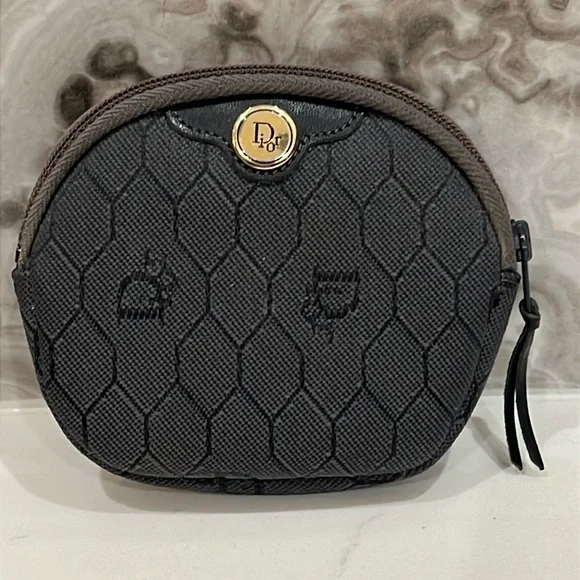 Christian Dior Charcoal Gray Small Zip Around Pouch Wallet