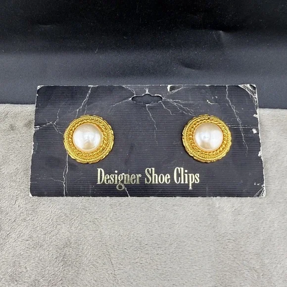 Vintage Shoe Clips Gold Tone