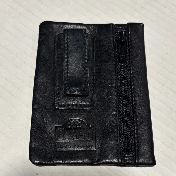 Bugatti vintage leather zip money clip on pouch