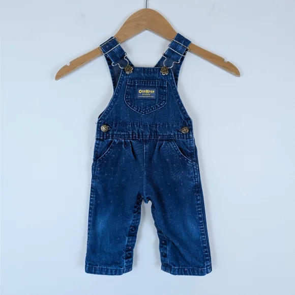 Vintage OshKosh B'gosh Faint Polka Dot Pattern Baby Vestbak Overalls