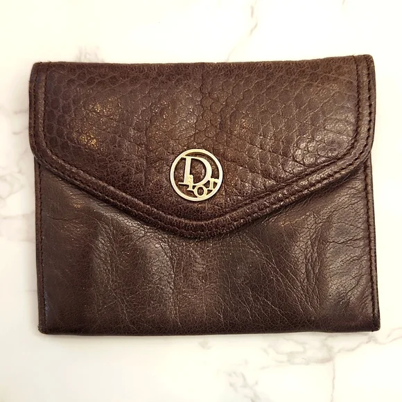 Authentic Christian Dior Vintage Leather Brown Coin Purse