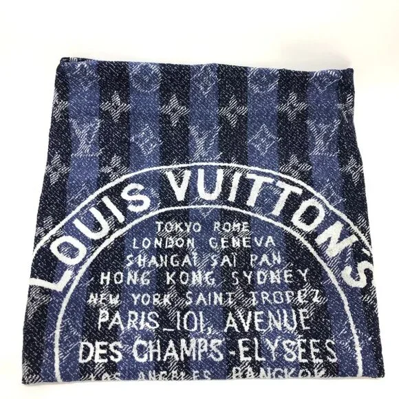 LOUIS VUITTON Monogram TRUNKS＆BAGS Beach towel bath towel towel cotton blue