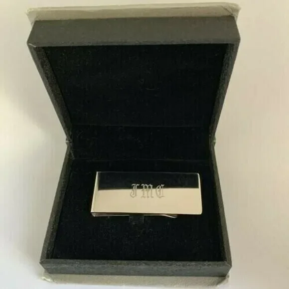 Polished Stainless Steel Money Clip Engraved JMC Sleek Business Professional