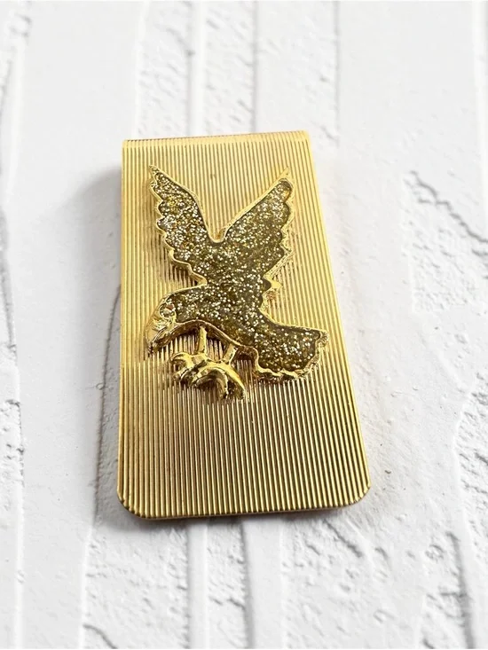 Vintage Gold-Tone Textured Eagle Money Clip