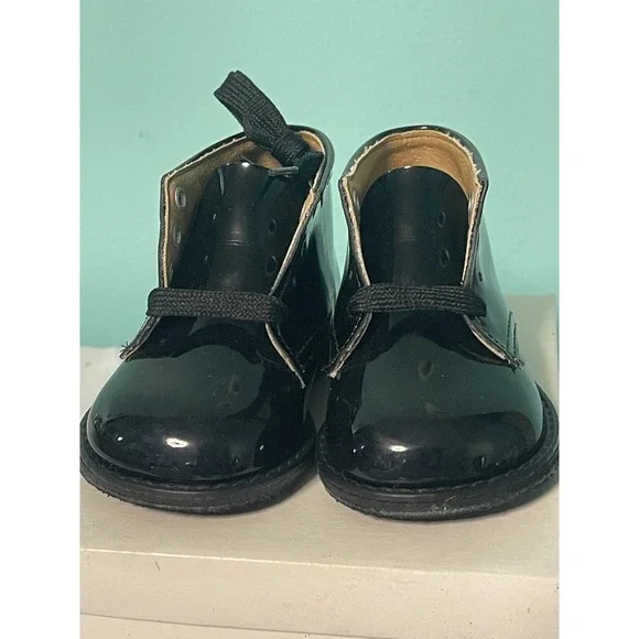 VTG Shoes By Lindemann Black‎ Patent Leather Size 2D Infant Girls New