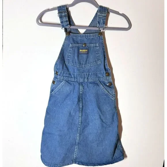 Vintage‎ Osh Kosh Denim Jumper Dress Sz 6 READ Bib Overall Made USA 31