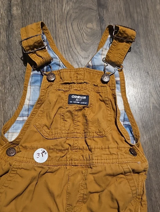 OshKosh B'gosh Kids' Mustard Brown Overalls Lined Size 3t Boy Girl