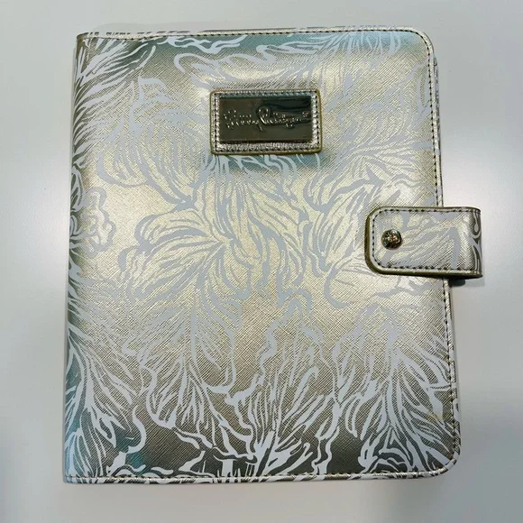 Lilly Pulitzer Metallic Gold and White Floral Home Office Planner