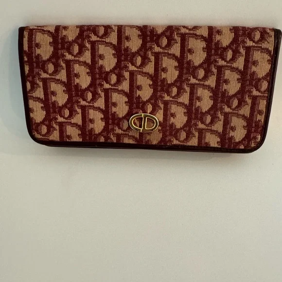 Christian Dior Vintage Monogram Trotter Pattern Canvas Bi-Fold Long Wallet