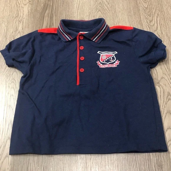 Vintage Oshkosh Yacht Club Polo Boys Size 4 Single Stitch Made‎ In USA Red Blue