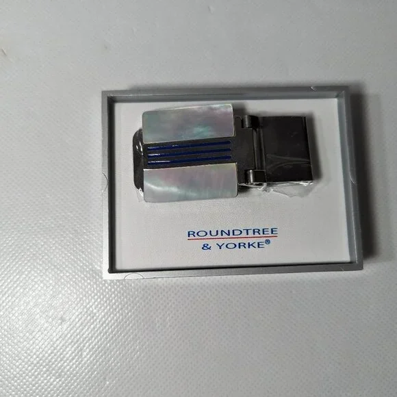 NEW- Mens Roundtree & Yorke Money Clip Silver w/ Blue MSRP: $45