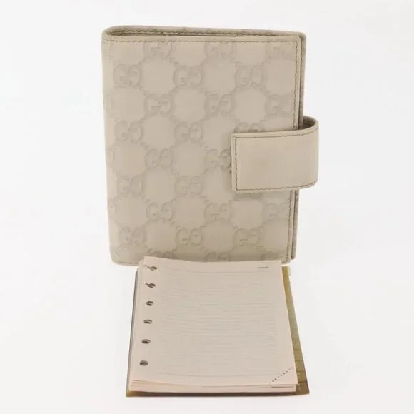 GUCCI GG Canvas Guccissima Day Planner Cover Leather White