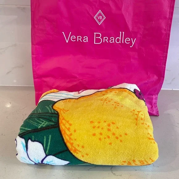 Vera Bradley (Lemon theme) beach towel!! Large size. 100% cotton