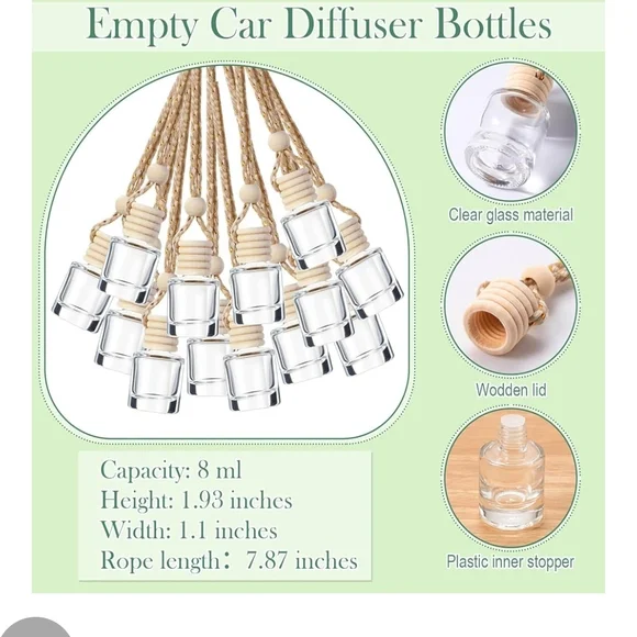 50 Peices Clear Glass Car Diffuser Bottles with Wooden Lids