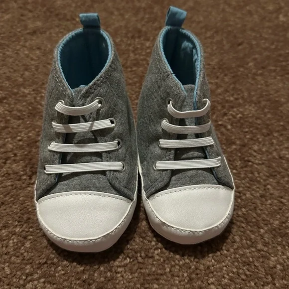 Carter's Gray and White Baby Shoes with Blue Accents