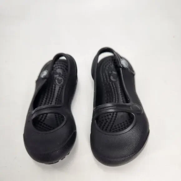 Crocs Baby Girl Size 4 Black Mary Jane Ballet Shoes