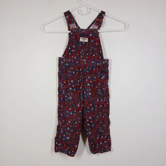 OshKosh B'gosh Overalls Baby 24 Months Multicolor Floral Cotton Vintage