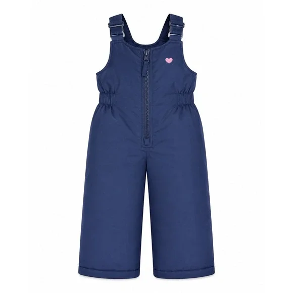 OshKosh BGosh Toddler 12M Snow Bibs Navy Blue Insulated Heart Winter Ski