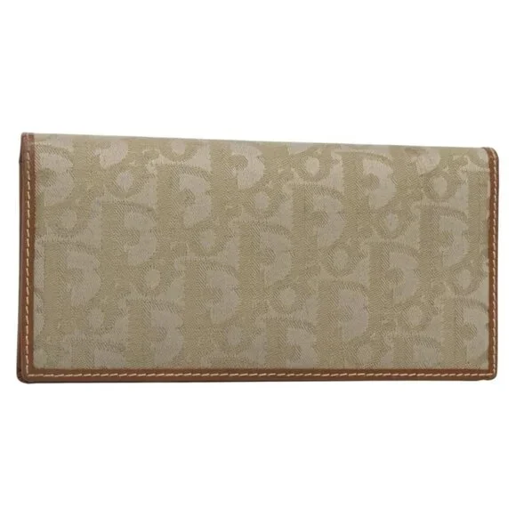 Christian Dior Trotter Canvas Long Wallet Green Auth ac3871