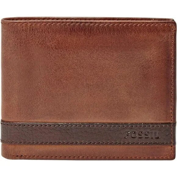 Men Brown Quinn Leather Bifold with Flip ID Wallet (Model: ML3644200)