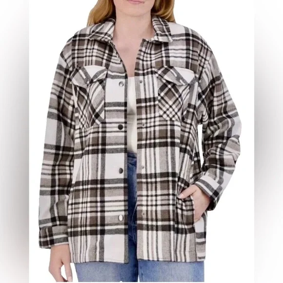 HFX Womens Plaid Shirt Jacket