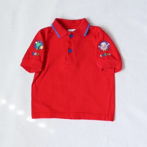 Vintage OshKosh B'Gosh Dinosaur Baseball Short Sleeve Red Polo Shirt 18M