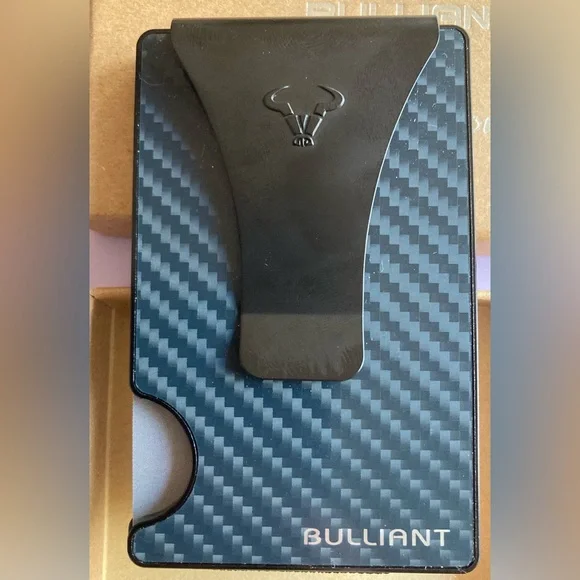 NWT Men’s Bulliant RFID Blocking Carbon Fiber Slim Wallet W/Money Clip