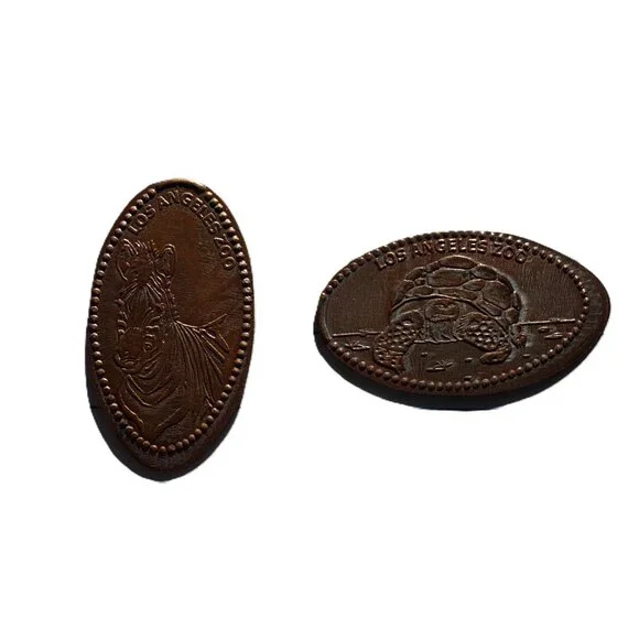 Oregon Zoo Zebra & Turtle Elongated Pressed Penny Coin Portland Oregon Souvenier