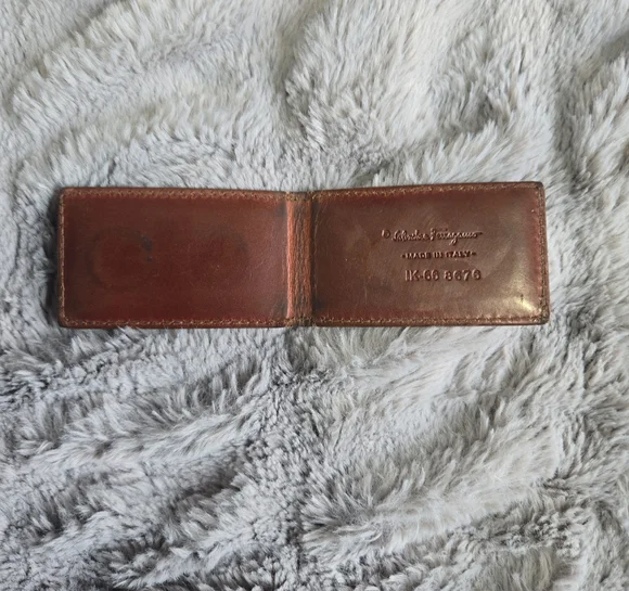 Salvatore Ferragamo Brown Leather Money Clip Wallet