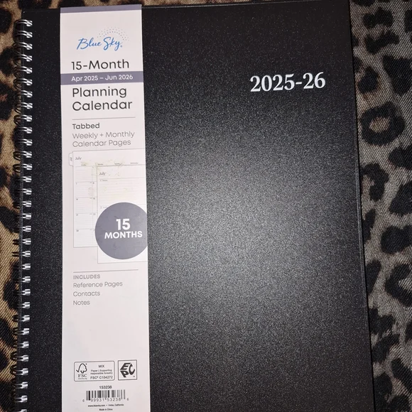 Blue Sky Black Planning Calendar 2025-26