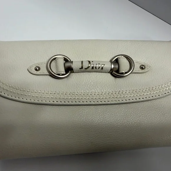 Dior Vintage Off-White Leather Women's Wallet